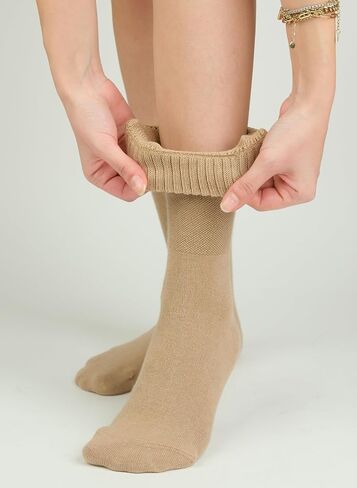 Hugh Ugoli Mens Cotton Diabetic Crew Socks, Edema Neuropathy,Non-Binding, Wide, Seamless Comfortable Size: M/L/XL, 8 Pairs in Kuwait
