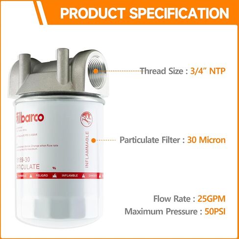 BRIDOIF 3/4 Inch NPT Fuel Tank Filter Canister, Spin-on Transfer Tank Filter with Aluminum top cap, Fuel Pump Filter for Mobile and Stationary Diesel Filter Tank Boat in Kuwait