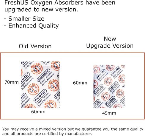 FreshUs AwePackage 100cc Oxygen Absorber(2 Individual packs of 100 Packets, Total 200 Packets) - Long Term Food Storage (200, 100 CC) in Saudi Arabia