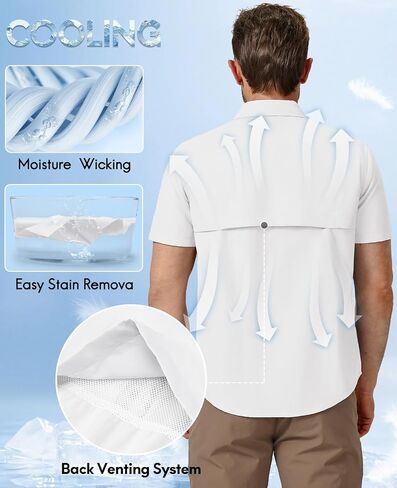 Haimont Men Fishing Risherts Sun Button Button Down Downing Travel Camping Shirt Shirt Sleeve UV UPF50+ TOP in Kuwait