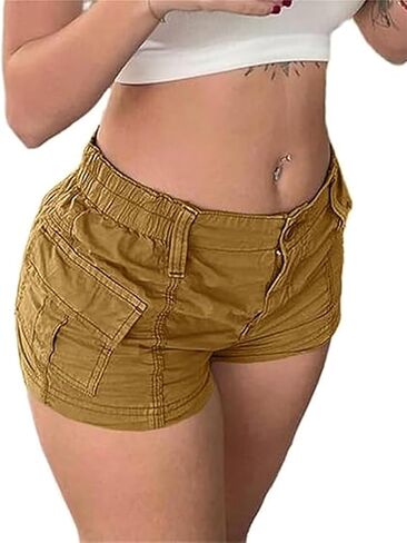 شورتات البضائع y2k و shorts منخفضة مرنة شورت E-Girl Slim Fit Cargo Micro Short Sweatpant Harajuku streetwear in Saudi Arabia