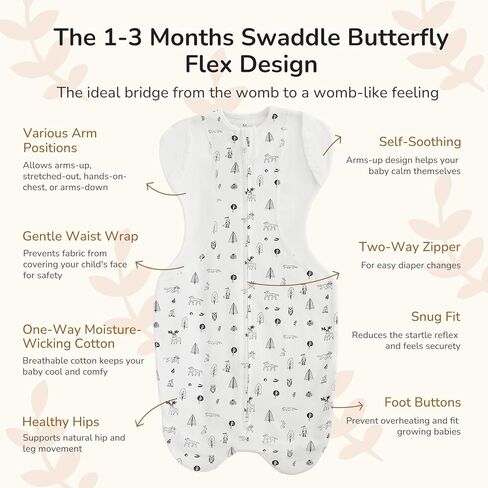 KIDIRA Swaddle for Newborns, Baby Swaddles 1-3 Months 5-13lb, Arms Up Swaddle 1-3 Months Newborn with Moisture-Wicking Fabric, Promotes Healthy Hip Development, 2-Way Zipper & Foot Buttons, 1Pack in Kuwait