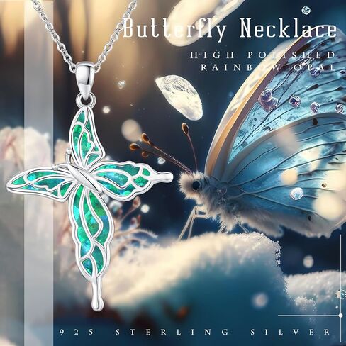 TUGHRA Opal Butterfly Necklace Dainty Cross Pendant Necklaces Confirmation Gifts for Teenage Girl 925 Sterling Silver Irregular Butterfly Jewelry Gift for Women Girls Mom Ladies Birthday Anniversary in Saudi Arabia