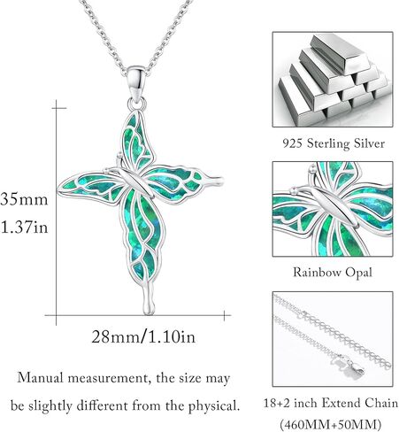TUGHRA Opal Butterfly Necklace Dainty Cross Pendant Necklaces Confirmation Gifts for Teenage Girl 925 Sterling Silver Irregular Butterfly Jewelry Gift for Women Girls Mom Ladies Birthday Anniversary in Saudi Arabia