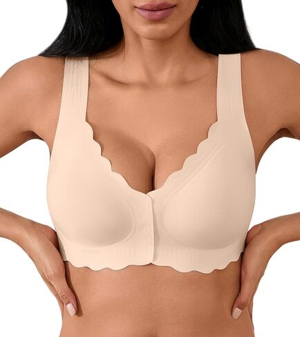 Front Closure Bras for Women Seamless Wireless Push Up Bra No Underwire Full Coverage Comfort Bras Mastectomy Bralettes in Kuwait