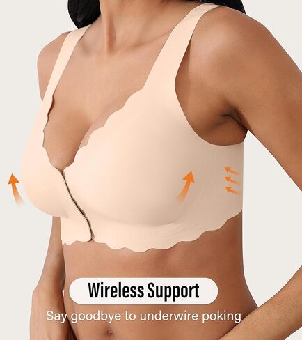 Front Closure Bras for Women Seamless Wireless Push Up Bra No Underwire Full Coverage Comfort Bras Mastectomy Bralettes in Kuwait