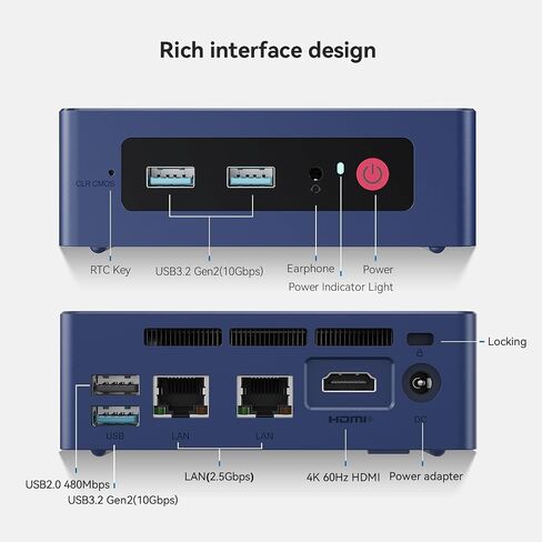 Beelink 4 Cores 11th Gen Intel N5095 Mini-S Mini PC, 8GB RAM 128GB SSD Gigabit Ethernet, 2.4G/ 5.0G WiFi, BT4.0, Dual HDMI Business Mini Desktop Computer, HTPC in Kuwait