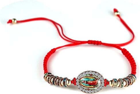 COLORFUL BLING 4pcs Red Knot Virgin Mary/Saint Benedict/Saint Jude String Bracelet Set Adjustable Cord Link Rosary Prayer Protection Medal for Women Lucky Catholic Religious Jewelry in Saudi Arabia