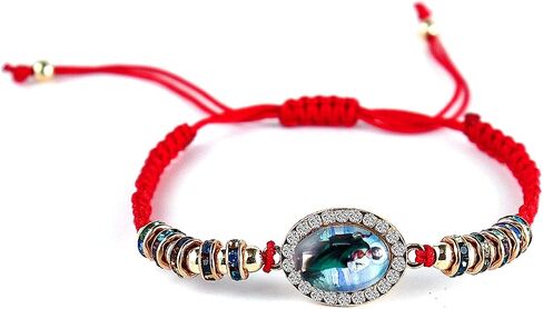 COLORFUL BLING 4pcs Red Knot Virgin Mary/Saint Benedict/Saint Jude String Bracelet Set Adjustable Cord Link Rosary Prayer Protection Medal for Women Lucky Catholic Religious Jewelry in Saudi Arabia
