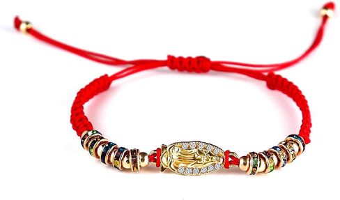 COLORFUL BLING 4pcs Red Knot Virgin Mary/Saint Benedict/Saint Jude String Bracelet Set Adjustable Cord Link Rosary Prayer Protection Medal for Women Lucky Catholic Religious Jewelry in Saudi Arabia