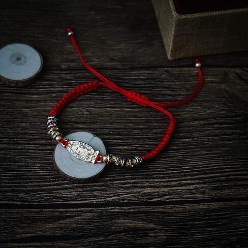 COLORFUL BLING 4pcs Red Knot Virgin Mary/Saint Benedict/Saint Jude String Bracelet Set Adjustable Cord Link Rosary Prayer Protection Medal for Women Lucky Catholic Religious Jewelry in Saudi Arabia