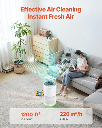 VEVOR Air Purifier for Bedroom Home, H13 HEPA Layer, 1344 ft²/h Smart Air Purifier with Speed Control & Child Lock Guard, Efficient Air Cleaner with Convenient Touch Panel & 22 dB Sleep Mode in Saudi Arabia