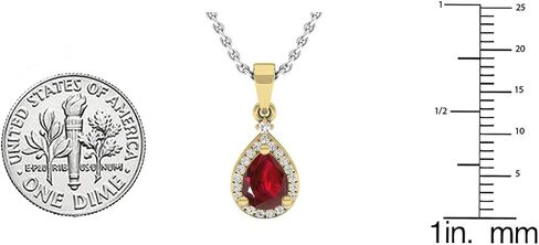 مجموعة RomazzlingRock Collection 18K 7x5mm Pear Lab التي تم إنشاؤها للأحجار الكريمة وجولة بيضاء الماس Womens Halo Halo Pendant ، الذهب الأصفر الصلب in Kuwait