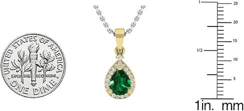 مجموعة RomazzlingRock Collection 18K 7x5mm Pear Lab التي تم إنشاؤها للأحجار الكريمة وجولة بيضاء الماس Womens Halo Halo Pendant ، الذهب الأصفر الصلب in Kuwait