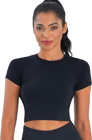 Sunzel Short Sleeve Fitted Basic T Shirts for Women, Soft Crew Neck Basic Crop Tee Cute Trendy Summer Tops Tight Tees in Saudi Arabia