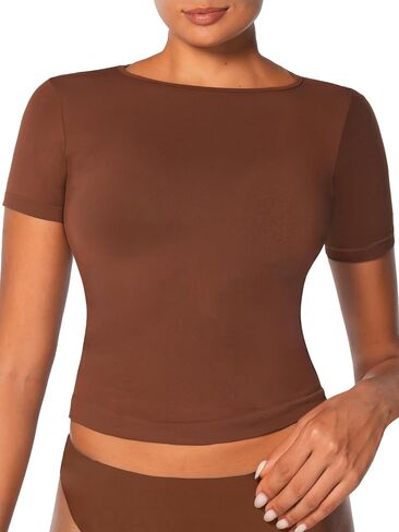 Sunzel Short Sleeve Fitted Basic T Shirts for Women, Soft Crew Neck Basic Crop Tee Cute Trendy Summer Tops Tight Tees in Saudi Arabia