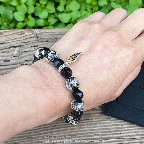 ARTSY Crafts Glow in the Dark Firefly Beads + Natural Gemstone Bracelets, Handmade in USA in Saudi Arabia