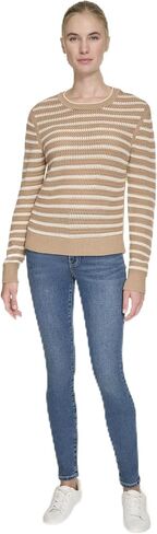 Nautica Women's Long Sleeve Striped Crewneck Sweater in Kuwait