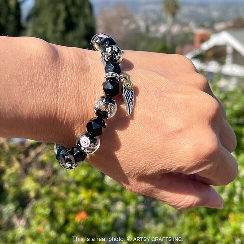 ARTSY Crafts Glow in the Dark Firefly Beads + Natural Gemstone Bracelets, Handmade in USA in Saudi Arabia