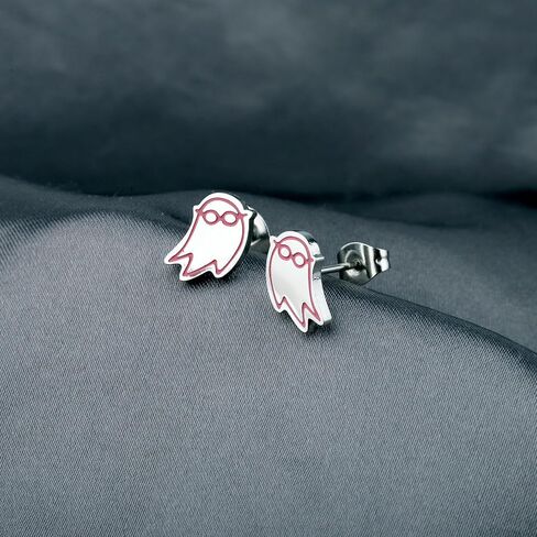 CHOORO Tiny Pink Ghost Studs Earrings Horror Movie Earrings Gift For Her in Saudi Arabia