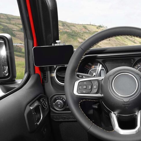 JWWY لجيب حامل الهاتف Universal Mount A-Pillar Handle حامل هاتف قابل للتعديل لعام 2024-2025 Jeep Wrangler JL JLU in Saudi Arabia