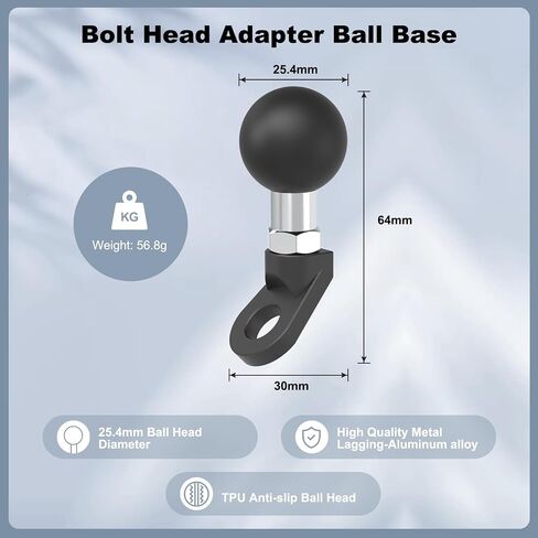 قاعدة محول رأس الترباس الزاوية مع كرة TPU 1 بوصة ، وسبائك الألومنيوم CNC و 10 مم محول Ballhead Ballhead متوافق مع ذراع رام جبل المقبس المزدوج للدراجة النارية ATV مرآة الرؤية الخلفية ، 78012 in Saudi Arabia