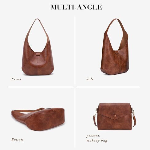 HKCLUF Hobo Bags Purses for Women 2PCS/Set,Soft Vegan Leather Slouchy Shoulder Handbags with Small Crossbody Bags for Women in Saudi Arabia