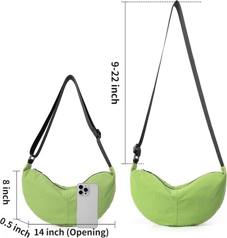 Nylon Crossbody Bag For Women Men Casual Lightweight Crescent Shoulder Hobo Purse With Wide Adjustable Strap in Kuwait