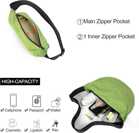 Nylon Crossbody Bag For Women Men Casual Lightweight Crescent Shoulder Hobo Purse With Wide Adjustable Strap in Kuwait