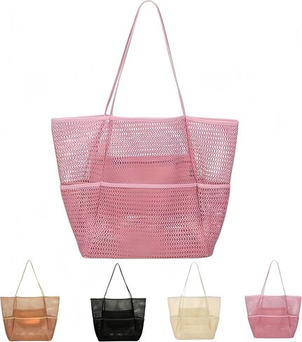 حقيبة شاطئية شاطئ ， أكياس حمل الشاطئ للنساء الكبير قابلة للطي للسباحة حمام السباحة أكياس السفر/السفر/الإجازة in Kuwait