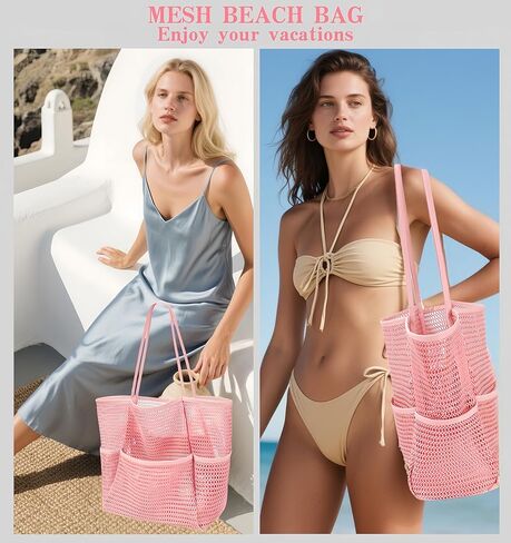 حقيبة شاطئية شاطئ ， أكياس حمل الشاطئ للنساء الكبير قابلة للطي للسباحة حمام السباحة أكياس السفر/السفر/الإجازة in Kuwait