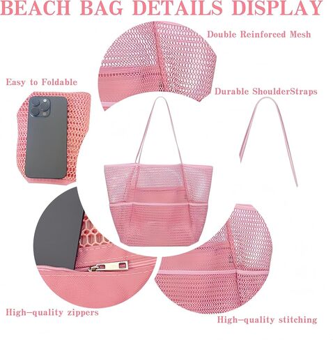 حقيبة شاطئية شاطئ ， أكياس حمل الشاطئ للنساء الكبير قابلة للطي للسباحة حمام السباحة أكياس السفر/السفر/الإجازة in Kuwait