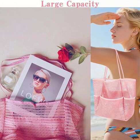 حقيبة شاطئية شاطئ ， أكياس حمل الشاطئ للنساء الكبير قابلة للطي للسباحة حمام السباحة أكياس السفر/السفر/الإجازة in Kuwait