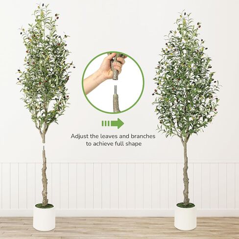 7ft Faux Olive Tree Fake Silk Olive Tree with Moss and White Bamboo Texture Planter Pot, Realistic Oliveand Leaves Artificial Tree Tall Plants for Home Yard Office Decor Indoor Outdoor 2 PCS in Saudi Arabia