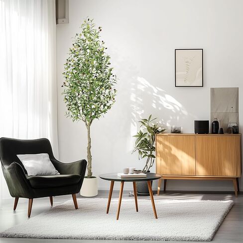 7ft Faux Olive Tree Fake Silk Olive Tree with Moss and White Bamboo Texture Planter Pot, Realistic Oliveand Leaves Artificial Tree Tall Plants for Home Yard Office Decor Indoor Outdoor 2 PCS in Saudi Arabia