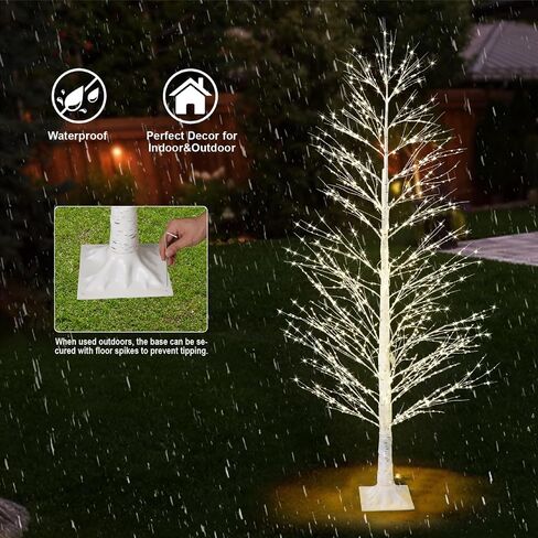 6FT Enchanting Birch Tree with 1300 LED Lights, Twinkle Light White Christmas Tree with Timer IP44 Waterproof for Indoor Outdoor Festival Wedding Party Christmas Decorations in Saudi Arabia