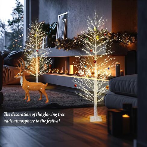 6FT Enchanting Birch Tree with 1300 LED Lights, Twinkle Light White Christmas Tree with Timer IP44 Waterproof for Indoor Outdoor Festival Wedding Party Christmas Decorations in Saudi Arabia