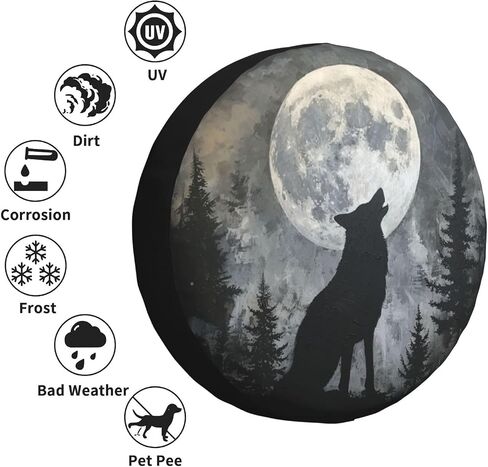 KiuLoam Black Vintage Mandala Wolf Spare Tire Cover Waterproof Dust-Proof Universal Sunscreen Wheel Tire Covers Fit for Trailer, RV, SUV and Many Vehicle 15 Inch in Saudi Arabia