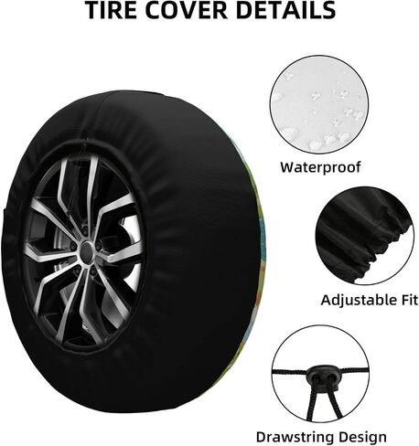 KiuLoam Black Vintage Mandala Wolf Spare Tire Cover Waterproof Dust-Proof Universal Sunscreen Wheel Tire Covers Fit for Trailer, RV, SUV and Many Vehicle 15 Inch in Saudi Arabia