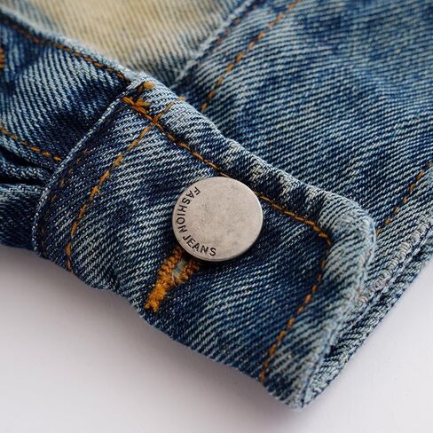 Denim Shirt Men,Bleached Denim Button-Down Shirt,Distressed Acid Wash Pattern in Saudi Arabia
