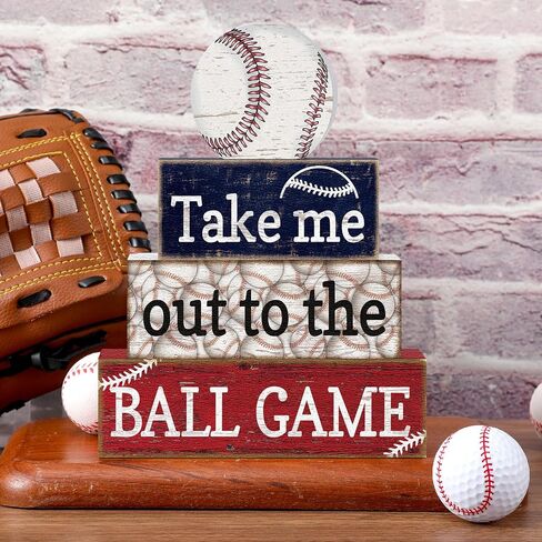 4 Pcs Baseball Decorations Rustic Baseball Wooden Signs Blocks Baseball Room Decor Baseball Tabletop Centerpieces Baseball Decor for Home Bedroom Shelf Locker Room Tiered Tray Party Decor in Saudi Arabia