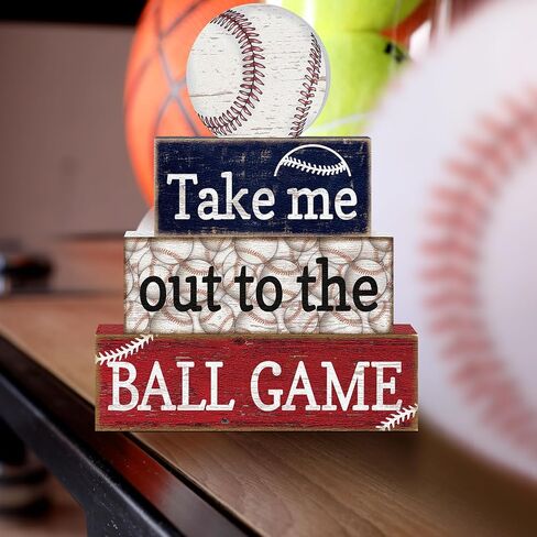 4 Pcs Baseball Decorations Rustic Baseball Wooden Signs Blocks Baseball Room Decor Baseball Tabletop Centerpieces Baseball Decor for Home Bedroom Shelf Locker Room Tiered Tray Party Decor in Saudi Arabia
