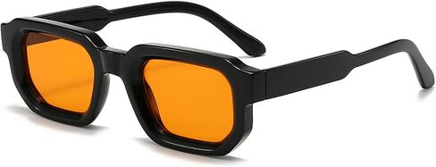 Retro Rectangle Sunglasses for Men Women Trendy Small Square Thick Frame Sun Glasses 90s Vintage Shades in Saudi Arabia