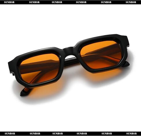 Retro Rectangle Sunglasses for Men Women Trendy Small Square Thick Frame Sun Glasses 90s Vintage Shades in Saudi Arabia
