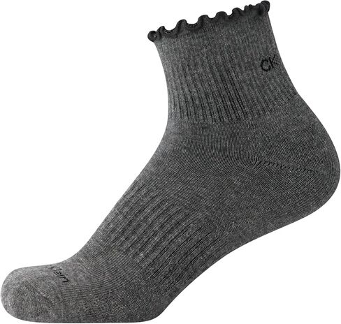 Calvin Klein Womens Quarter Socks - 3 حزمة من القطن المغطى بالقطن نصف طاقم الجوارب للنساء مع الكفة حافة الخس (4-10) in Saudi Arabia