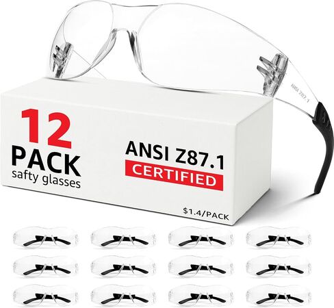 نظارات سلامة واضحة الجزء الأكبر من 36 ، ANSI Z87.1 googles السلامة للرجال النساء ، إثبات التأثير وحماية العين المضادة للخلع للمختبر ، البناء ، إطلاق النار ، النجارة ، في الهواء الطلق in Saudi Arabia
