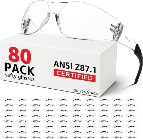 نظارات سلامة واضحة الجزء الأكبر من 36 ، ANSI Z87.1 googles السلامة للرجال النساء ، إثبات التأثير وحماية العين المضادة للخلع للمختبر ، البناء ، إطلاق النار ، النجارة ، في الهواء الطلق in Kuwait