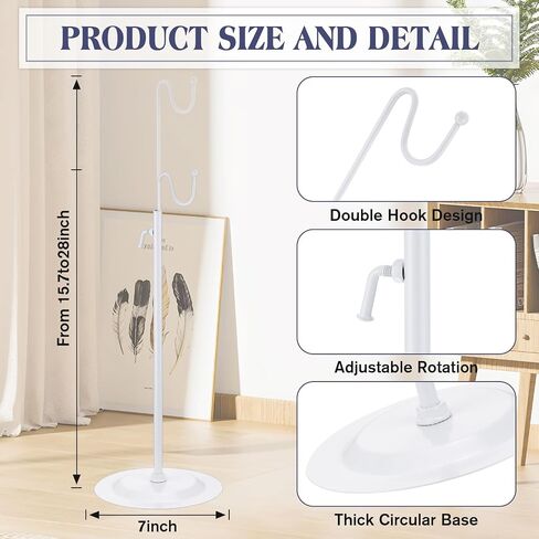 Therwen 2 PCS Display Display Display Respares حامل قابلة للتعديل ذات ارتفاع قابل للتعديل لصالح Home Boutique Store Counter Retail (White) in Kuwait