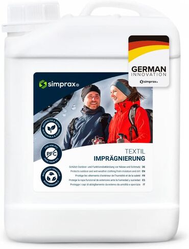 simprax® Waterproof Spray Textile Wash-In Impregnation - Eco-Friendly Waterproofing Spray for Fabric Outdoor Made In Germany | Waterproofing Spray for Washing Machine & Hand Wash in Saudi Arabia