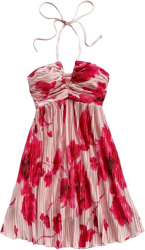 SOLY HUX Women's Tie Dye Cami Dress Halter Backless Sleeveless A Line Short Summer Dresses Sundress in Kuwait